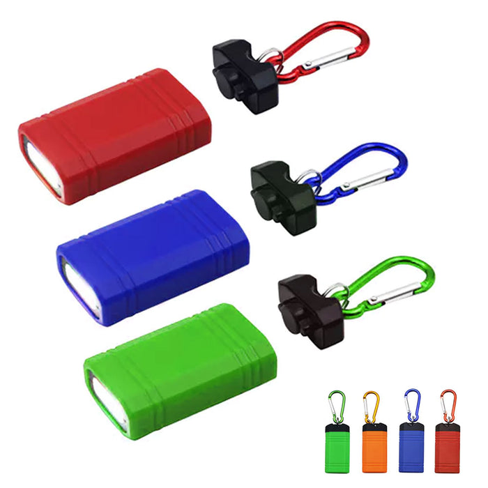 3 Portable Flashlight Camping COB LED Keychain Torch Handy Light Lamps Carabiner