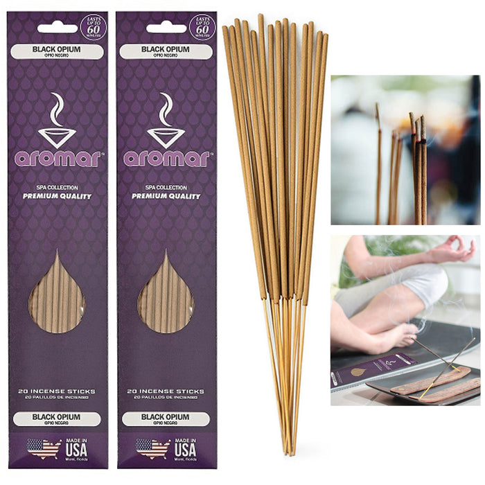 40 Natural Incense Sticks Black Opium Scented Air Fragrance Hand Dipped Burning
