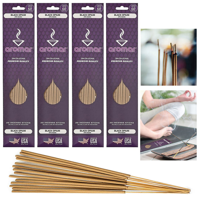 80 Black Opium Natural Incense Sticks Burning Hand Dipped Scented Air Fragrance