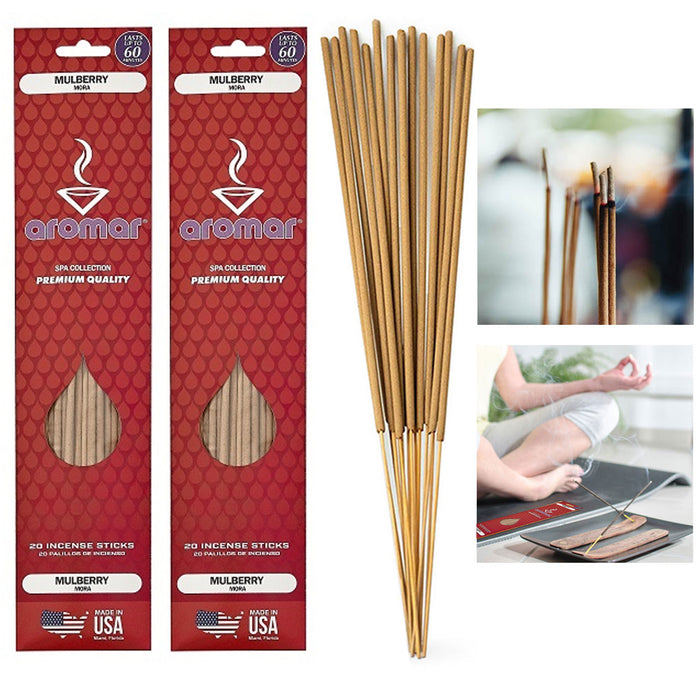 40 Pc Incense Sticks Mulberry Fruit Scented Fragrance Hand Dipped Aroma Therapy