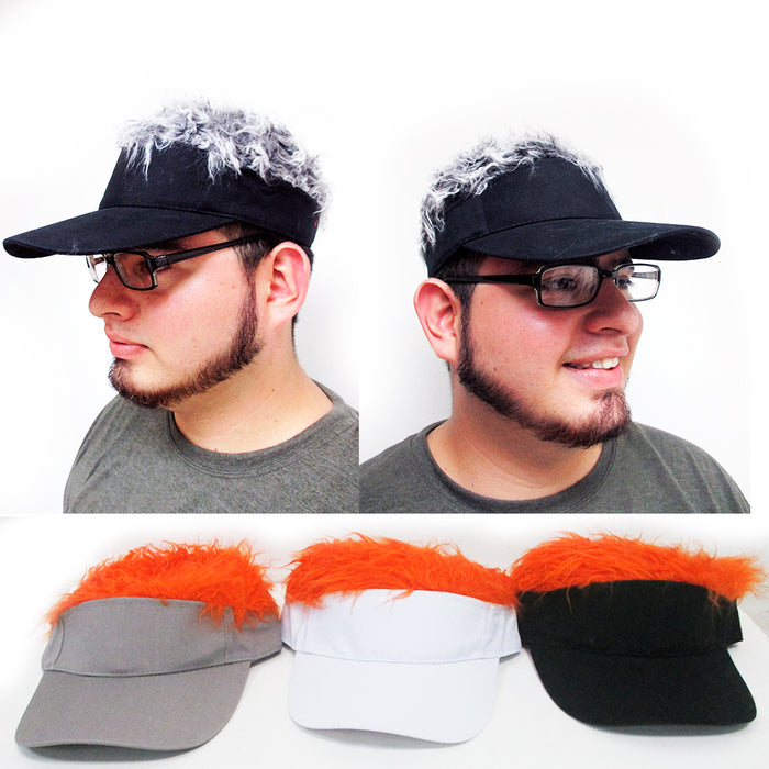 Flair Hair Visor Hat Golf Wig Cap Fake Adjustable Gift Novelty Party Custome Gag