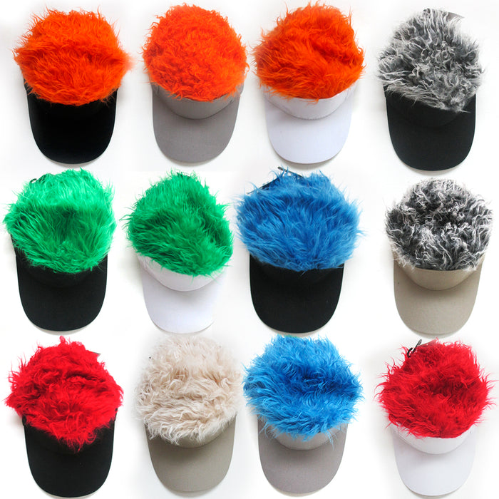 Flair Hair Visor Hat Golf Wig Cap Fake Adjustable Gift Novelty Party Custome Gag