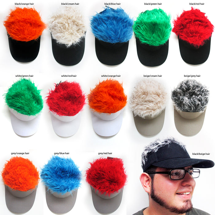 Flair Hair Visor Hat Golf Wig Cap Fake Adjustable Gift Novelty Party Custome Gag