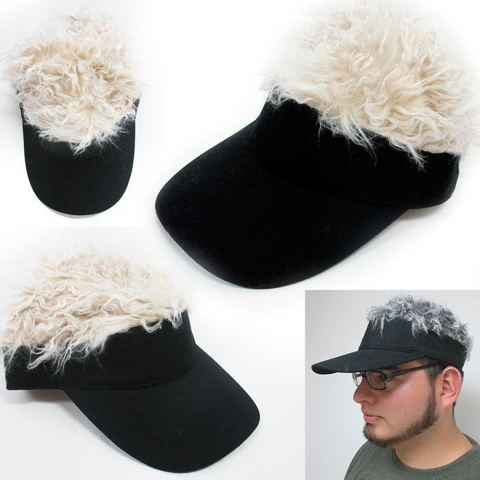 Flair Hair Visor Hat Golf Wig Cap Fake Adjustable Gift Novelty Party Custome Gag