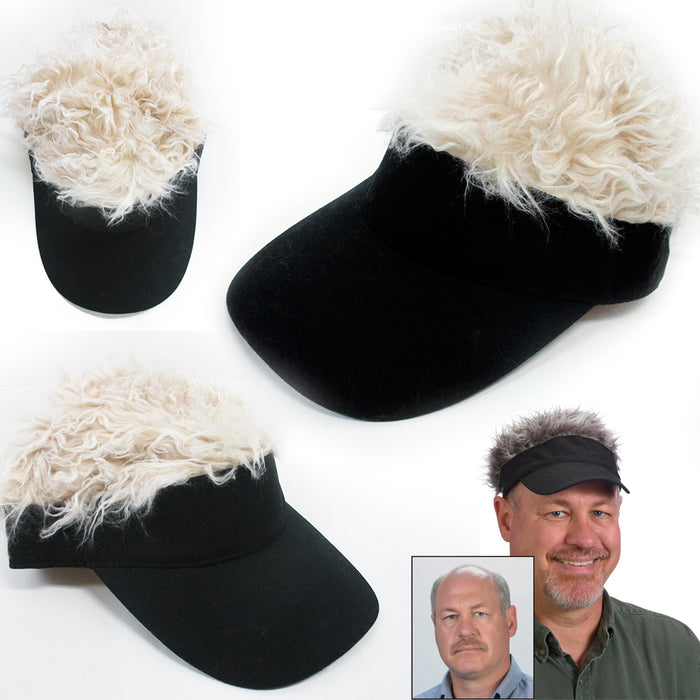 Flair Hair Visor Hat Golf Wig Cap Fake Adjustable Gift Novelty Party Custome Gag