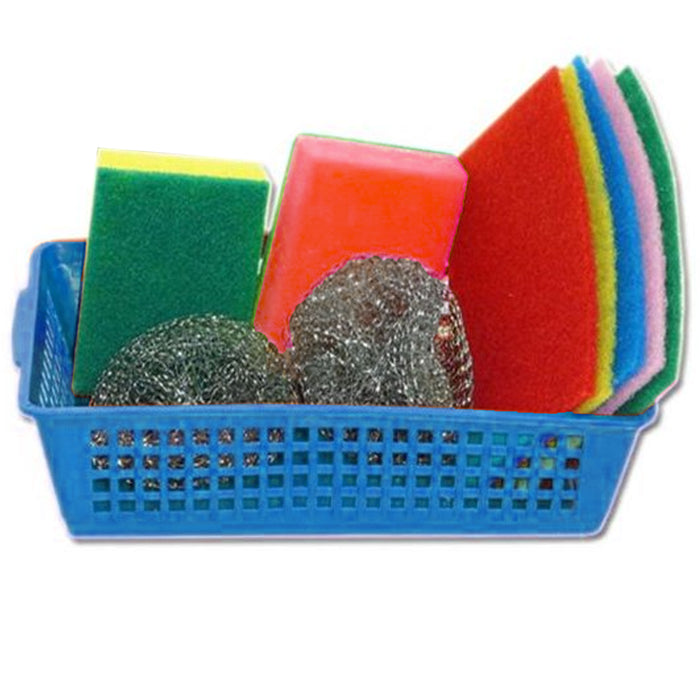 9 Pc Set Sponge Scrubber Basket Scouring Pads Scrub Clean Kitchen Dish Bathroom
