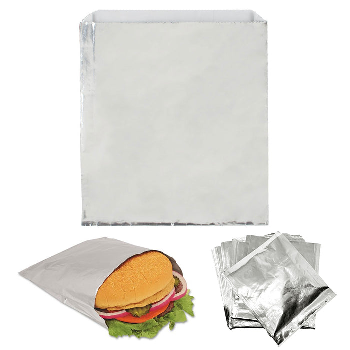 25 Large Foil Lined Paper Bags Hot Food Chicken Sandwich Burger Cookie Pies 6.5"