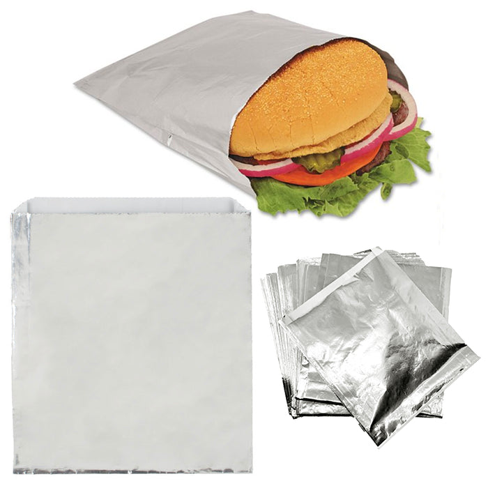 50 X Grease Proof Burger Foil Bags Warm Hot Warm Sandwich Pita Food Storage 6.5"