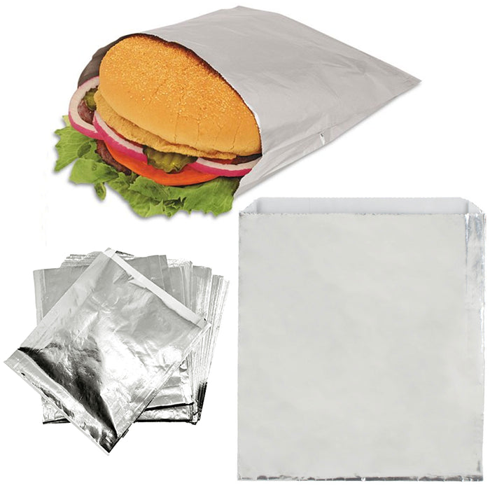 125 X Aluminum Foil Bags Warm Hot Warm Sandwich Pita Food Storage Pouches 6.5"