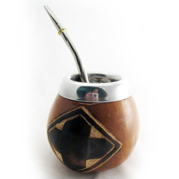 Mate Gourd Cup Yerba with Bombilla Straw Kit Artisan Handmade Argentina Gaucho