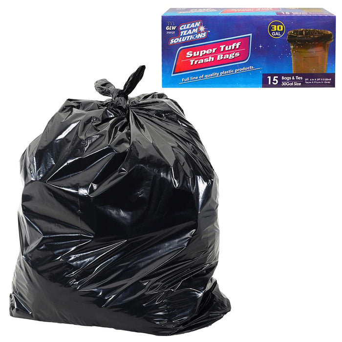 30 Pc Trash Bags 30 Gallon  Large Commercial Strong Garbage Tall Kitchen Yard