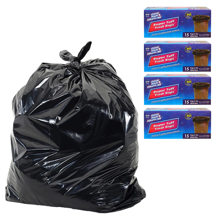 60ct Strong Large Trash Bags 30 Gallon Commercial Garbage Heavy Duty Home Yard