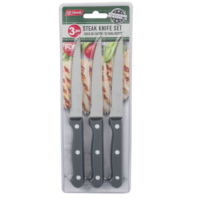 3 Pc Steak Knife Set Serrated Stainless Steel Knives Steakhouse Cutlery Utensil