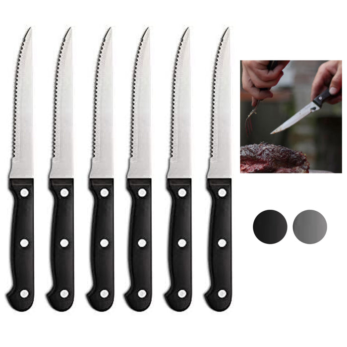 6 Piece Stainless Knife Set Professional Serrated Steak Knives Kitchen Tools USA