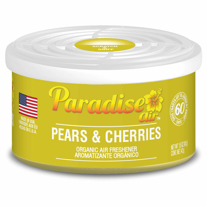 4 Paradise Organic Air Freshener Pears Cherries Scent Fiber Can Home Car Aroma