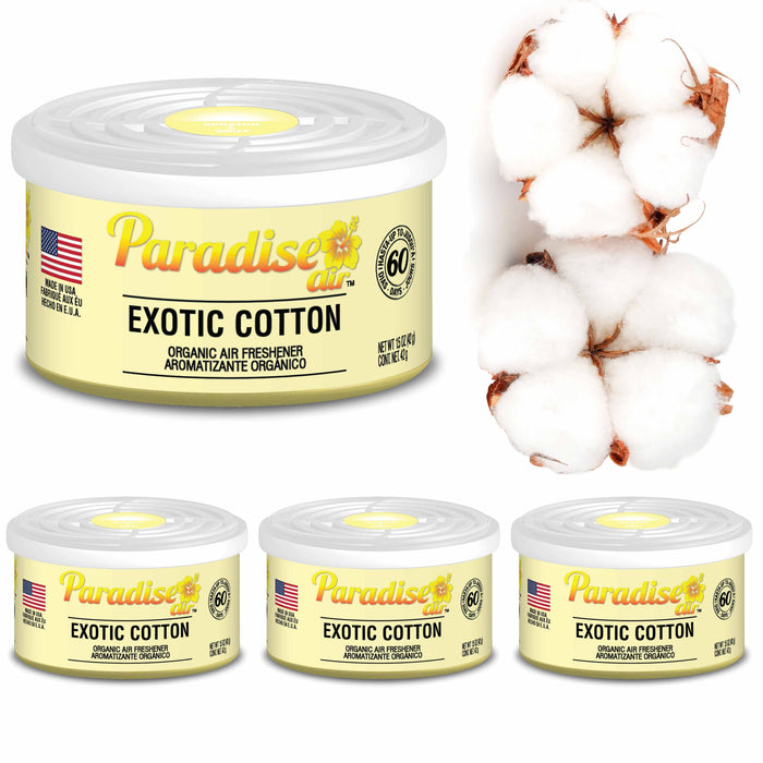 4 Pc Paradise Organic Air Freshener Exotic Cotton Scent Fiber Can Home Car Aroma