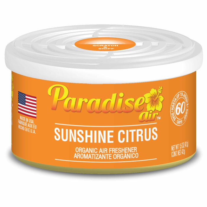 4 Paradise Organic Air Freshener Sunshine Citrus Scent Fiber Can Home Car Aroma