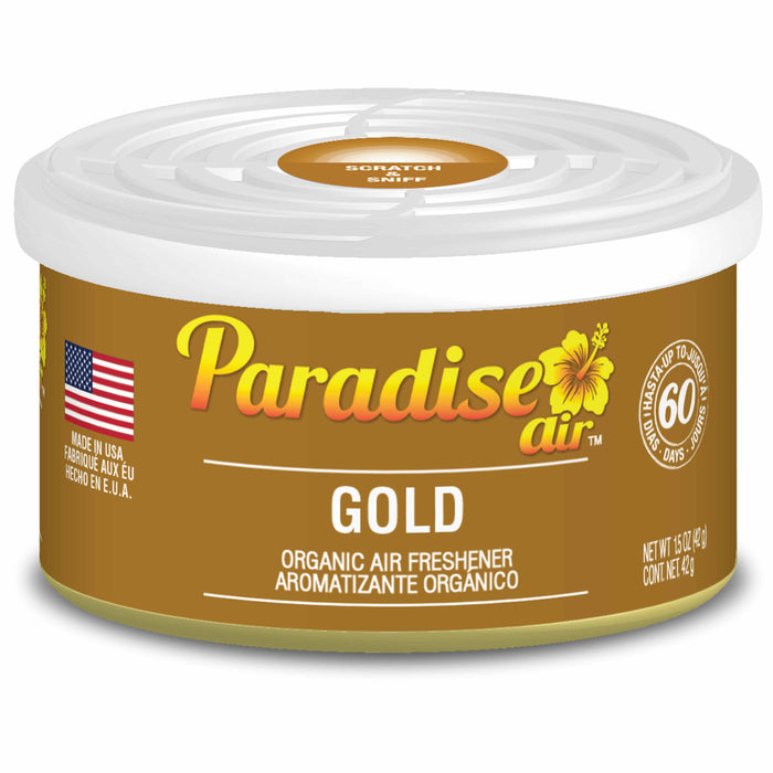 4 Paradise Organic Air Freshener Gold Scent Fiber Can Home Fragrance Car Aroma