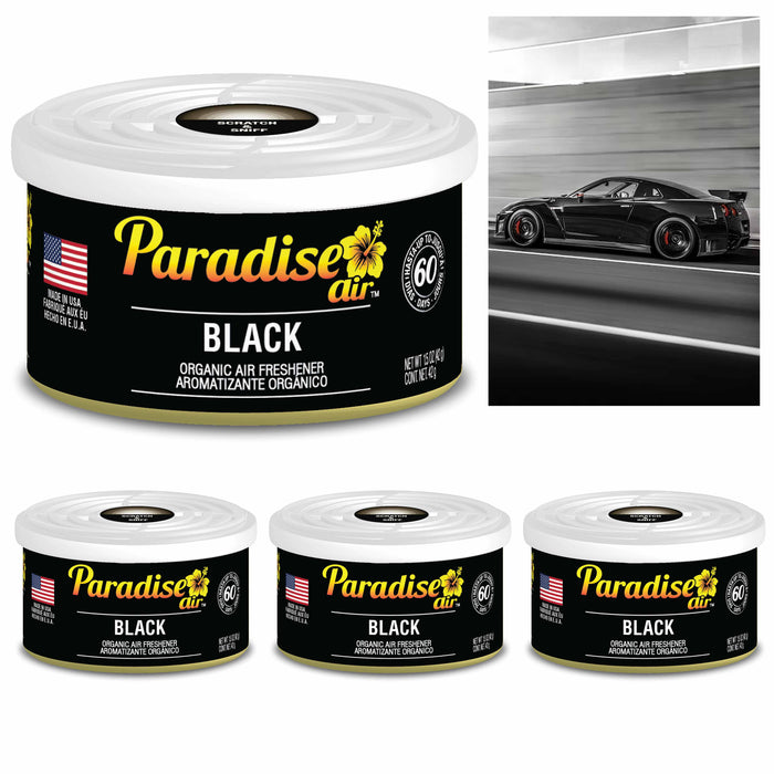 4 Pc Paradise Organic Air Freshener Black Scent Fiber Can Home Office Car Aroma