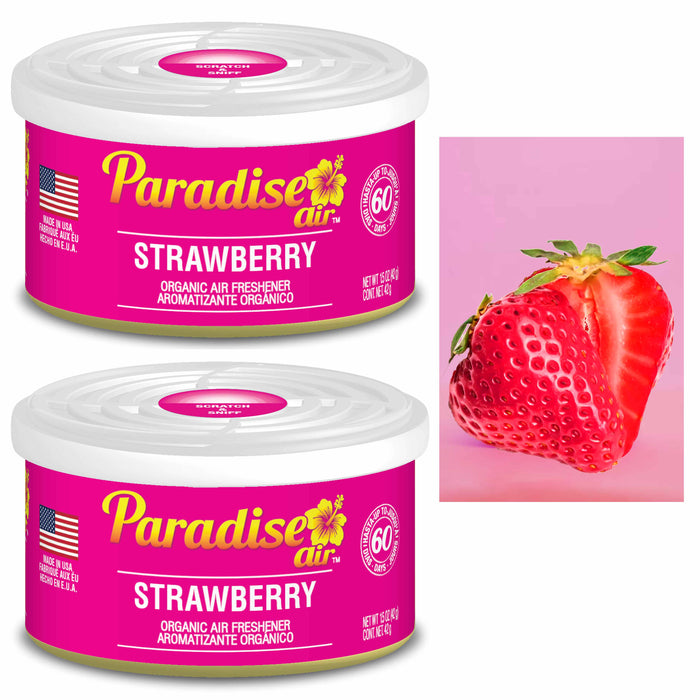 2 Paradise Organic Air Freshener Strawberry Scent Fiber Can Home Fragrance Aroma