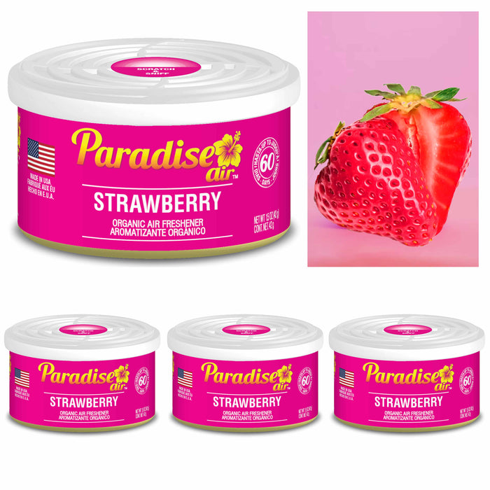 4 Paradise Organic Air Freshener Strawberry Scent Fiber Can Home Fragrance Aroma