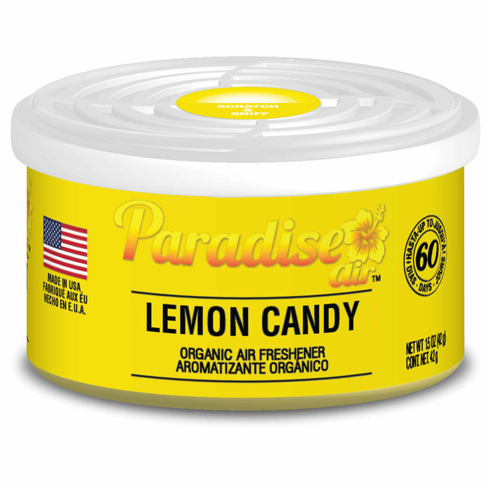 2 Pc Paradise Organic Air Freshener Lemon Candy Scent Fiber Can Home Car Aroma