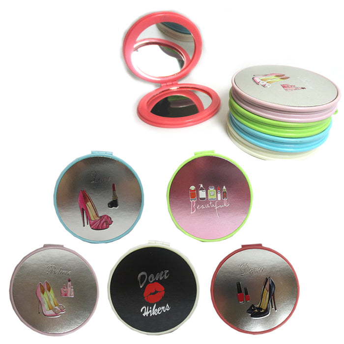 Magnifying Compact Cosmetic Mirror 3" Round Pocket Makeup Mirror Handheld Travel