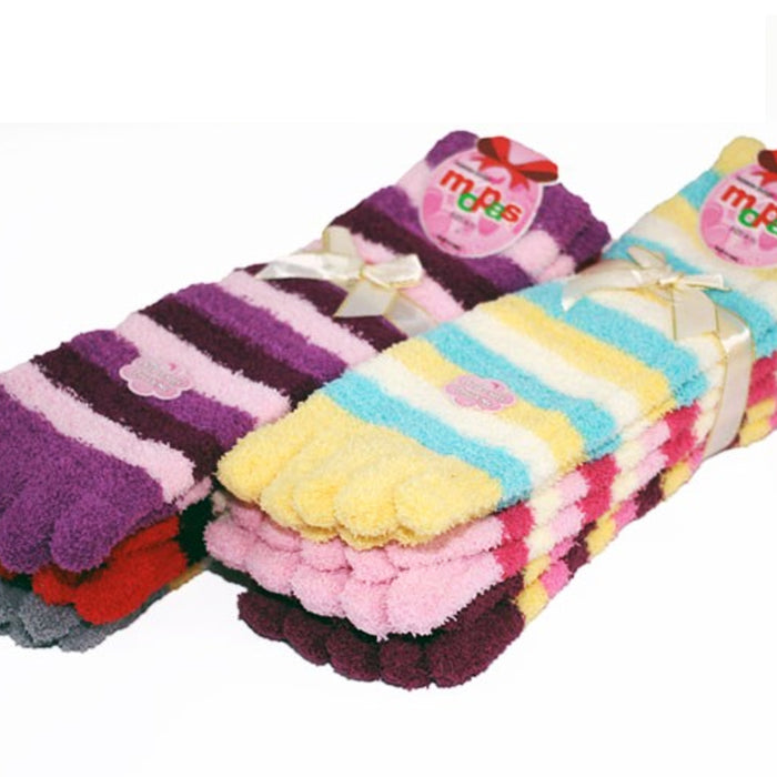 6 Pairs Ultra Plush Toe Socks Soft Fuzzy Winter Warm Women Girls Large Size 9-11