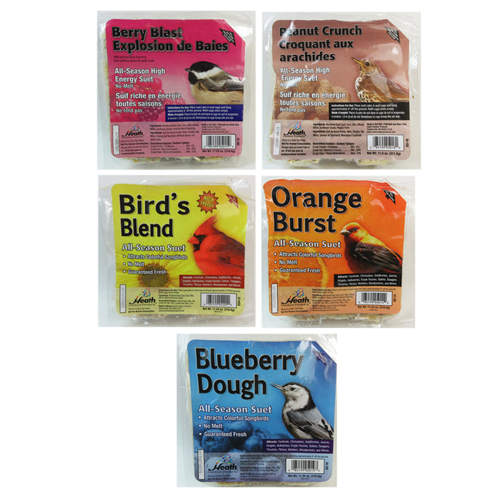 5 Pack All Season Suet Cake Bird Food Heath Outdoor Products Wild Treat 11.25 oz