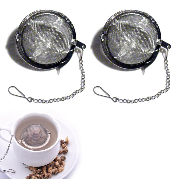 2 Pc Tea Infuser Ball Mesh Stainless Steel Strainer Filter Diffuse Loose Leaf