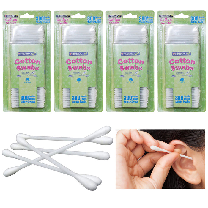 1200 Ct Cotton Swab Applicator Soft Q Tip Double Tipped White Sticks Makeup Ears