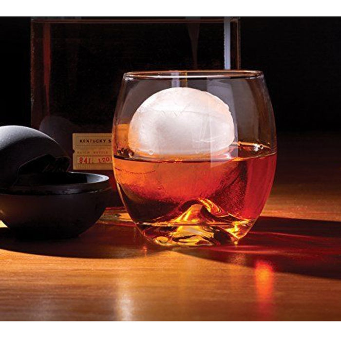 Whiskey Glass Set With Free Silicone Ice Ball Mold Maker 2.5" Sphere Drink Party