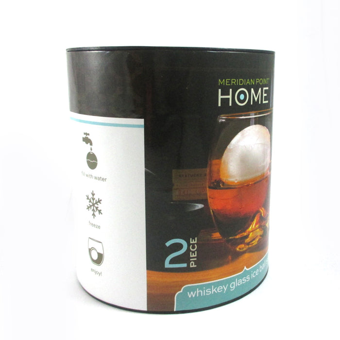 Whiskey Glass Set With Free Silicone Ice Ball Mold Maker 2.5" Sphere Drink Party