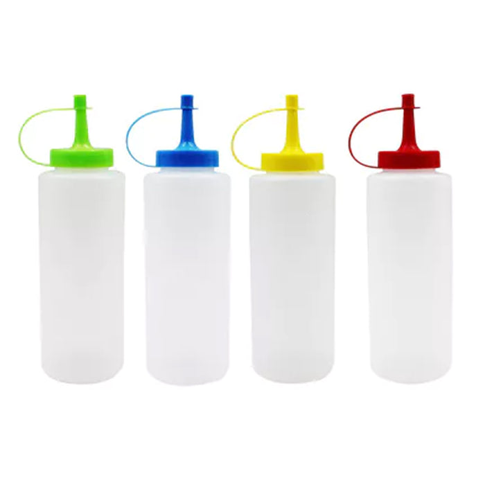 4 X Clear Plastic Bottle Squeeze Condiment Ketchup Mustard Oil Mayo Sauce 10 OZ