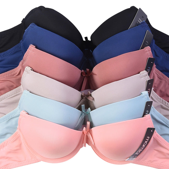 6 Pack Women's Comfort Demi Cup Bra Solid Seamless Underwire Support Padded 36A