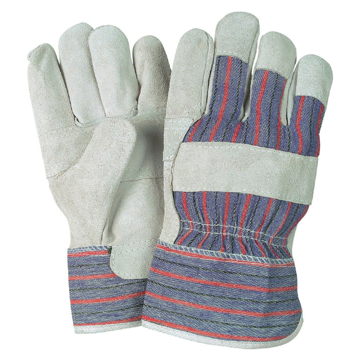 12 Pair Work Gloves Split Leather Reinforced Palm Protective Men Utility Garden
