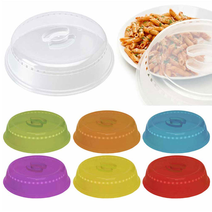 4 X Microwave Plate Covers Colors Plastic Splatter Lid Steam Vent 10" Food Dish