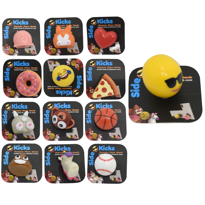 12 Pc Cell Phone Stand Grip Hand Fidget Holder Suction Character Emoji Mount
