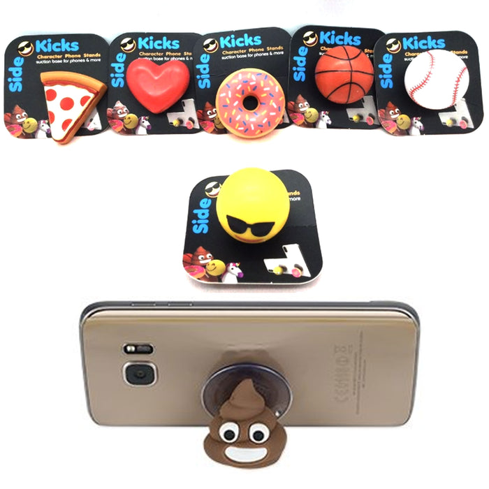 6 Pc Phone Stand Finger Grip Fidget Holder Suction Mount Cell Character Emoji