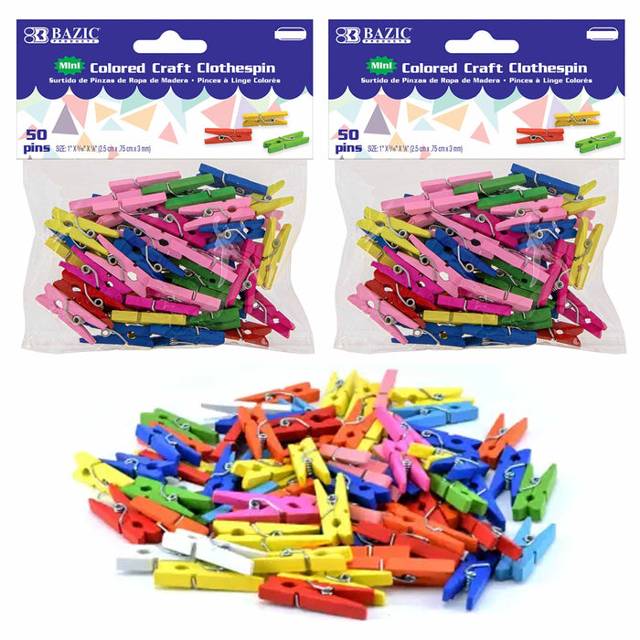 100 Pc Mini Colorful Craft Clothespins DIY Wooden Clothes Photo Paper Pegs Clips