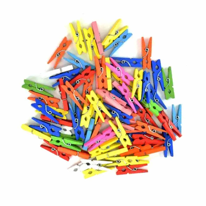 300 Pc Craft Pegs Mini Multi Colored Wooden Clothespins Photo Clothes Pin Clips