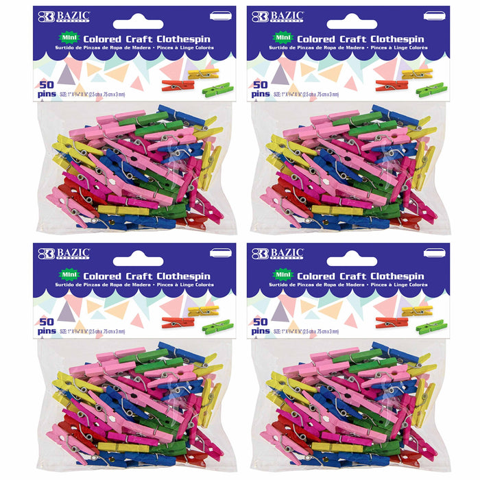 200 BAZIC Mini Multicolor Wooden Clothes Photo Paper Peg Clothespin Craft Clips