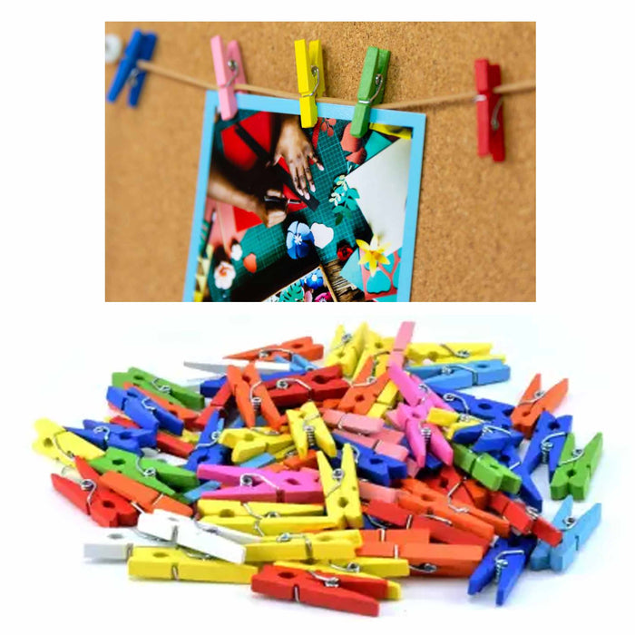 200 BAZIC Mini Multicolor Wooden Clothes Photo Paper Peg Clothespin Craft Clips