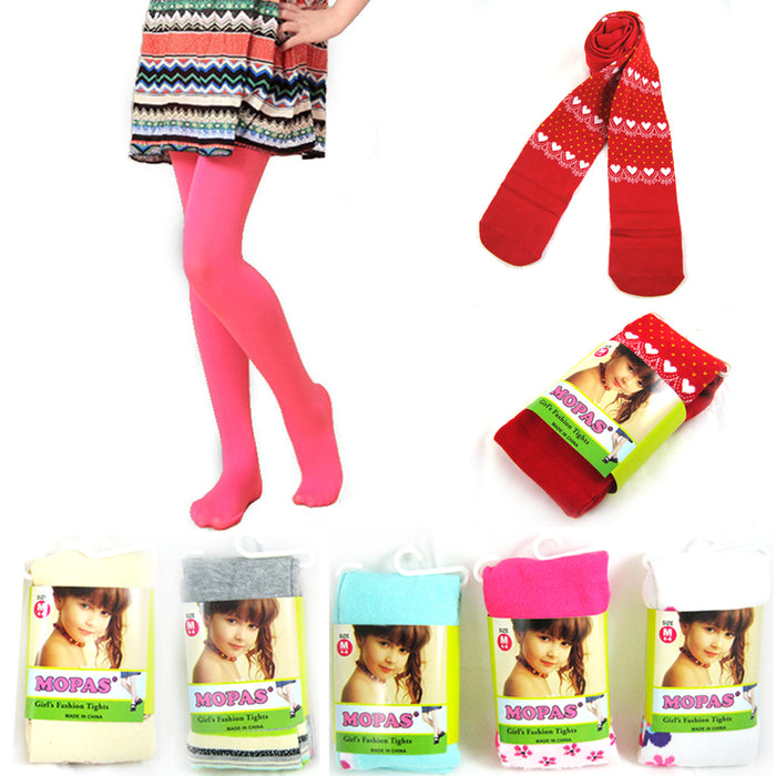 3 Pair Girls Stockings Tights Pantyhose Toddler 4-6 Medium Hosiery Opaque Ballet