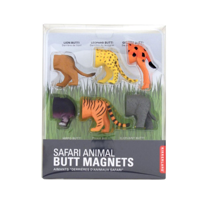 Kikkerland Safari Animal Butt Magnets 6 Set Decorative Refrigerator House Office