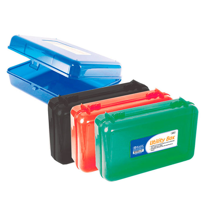 3 School Pencil Boxes Office Supplies Case Pen Art Craft Organizer Plastic Box