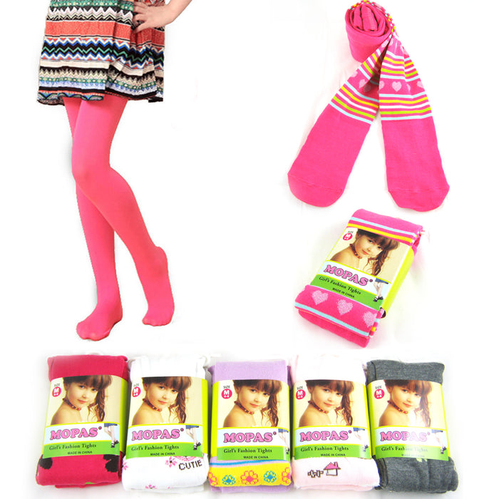 3 Pair Stockings Tights Girls Toddler Pantyhose 4-6 Medium School Ballet Opaque