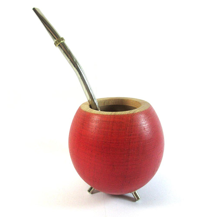 Argentina Mate Gourd Yerba Tea Cup Straw Bombilla Algarrobo Detox Beral Kit Red