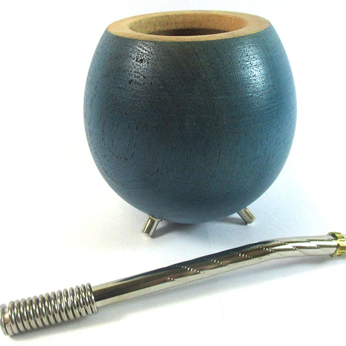 Argentina Mate Gourd Yerba Tea Cup Straw Bombilla Algarrobo Detox Beral Kit Teal