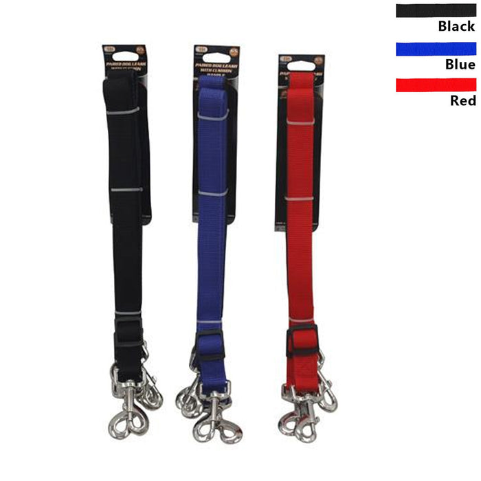 1pc Paired Dog Leash 65" Long Dual Double Walk Pet Coupler 2 Dogs Nylon New !